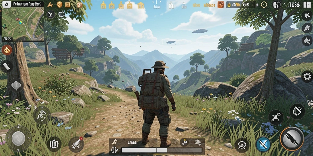 Screenshot gameplay AT866 yang menunjukkan eksplorasi dunia terbuka yang menarik.