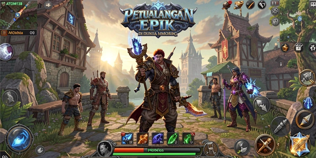 Tangkapan layar gameplay ATOM138 yang menunjukkan petualangan menarik di dunia MMORPG.