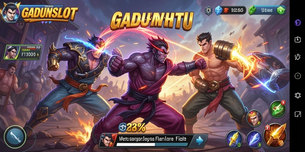 Screenshot GADUNSLOT menampilkan aksi pertarungan yang intens dan grafis memukau.