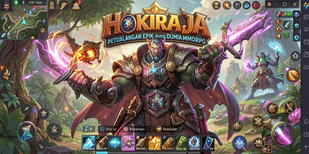 Screenshot menampilkan aksi pertarungan epik dalam HOKIRAJA.