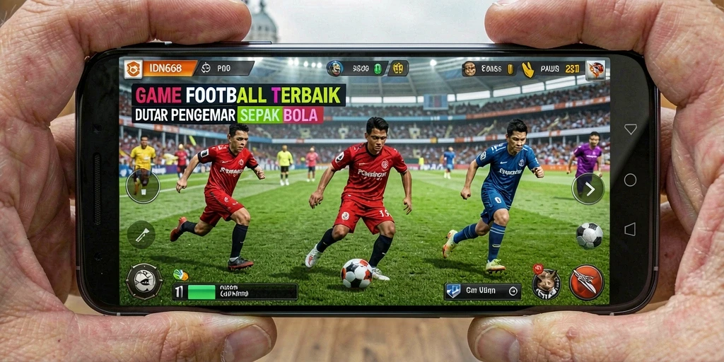 Screenshot gameplay IDN668 menampilkan aksi menarik di lapangan sepak bola.