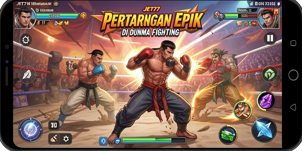 Visual seru dari pertarungan karakter di JET77.