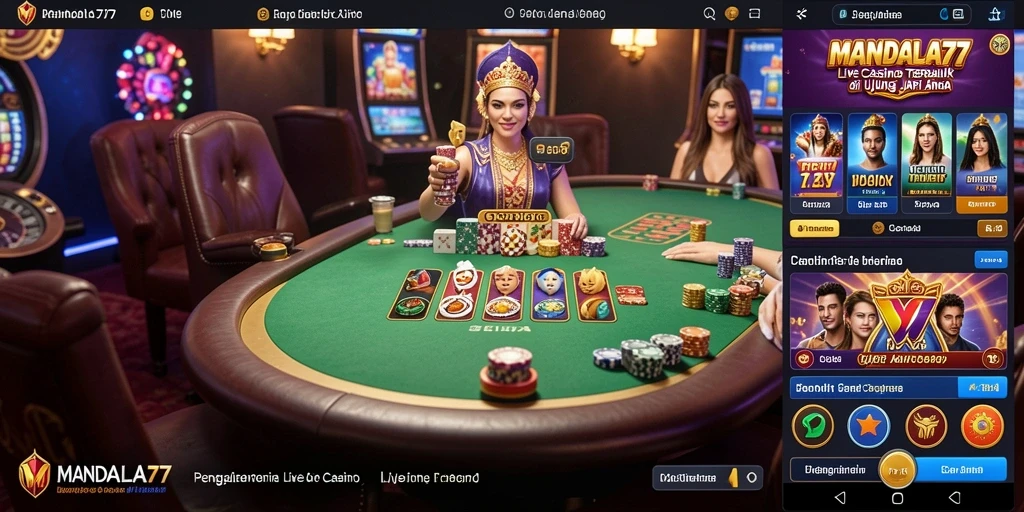 Tampilan MANDALA77 dengan dealer live yang profesional dalam permainan kasino.