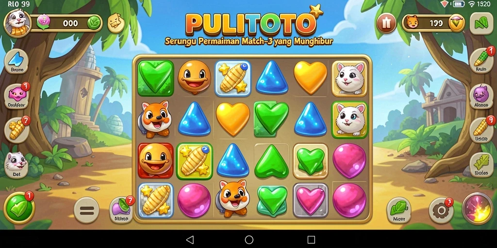 Tampilan gameplay seru PULITOTO dalam kategori Match-3.