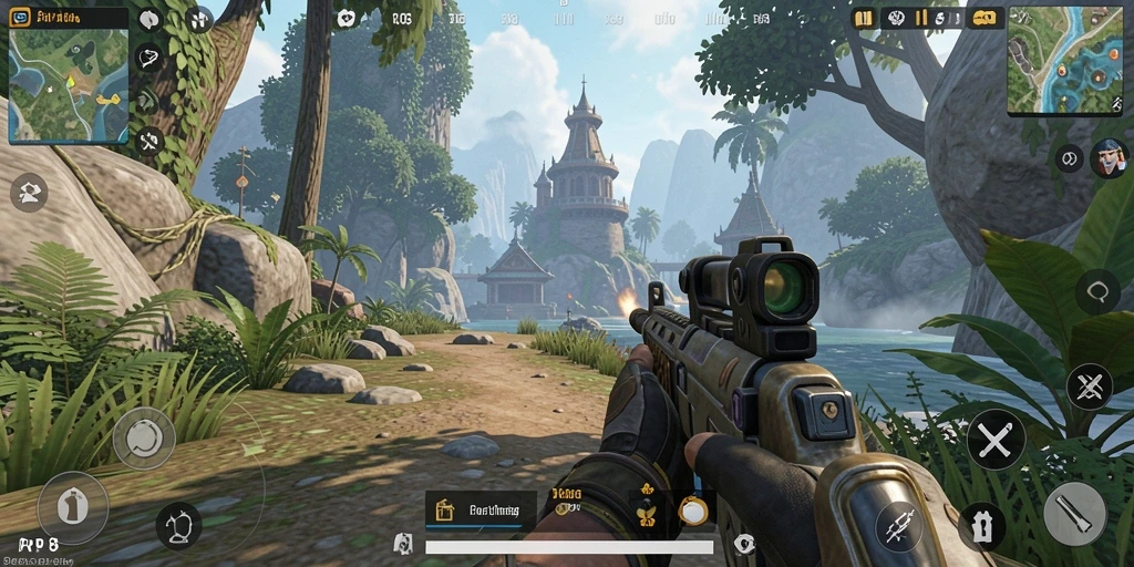 Screenshot utama RP8 menampilkan aksi seru dalam permainan TPS.