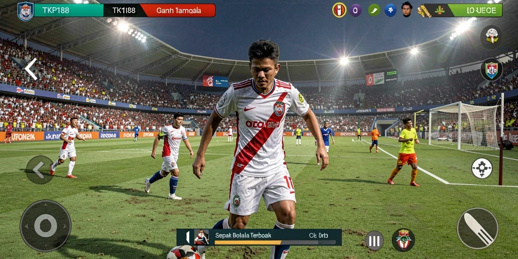 Gameplay menarik di TKP188 dengan aksi sepak bola yang seru.